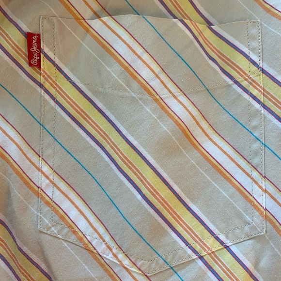 Pepe Jeans Kids stripped Collared Long Sleeve Cotton Shirt - size small boys - Picture 8 of 10